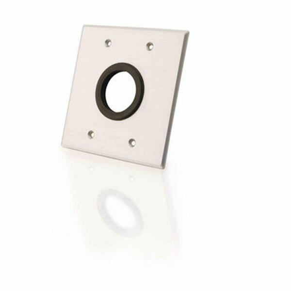 Fasttrack Double Gang 1.5in Grommet Wall Plate - Brushed Aluminum FA260355